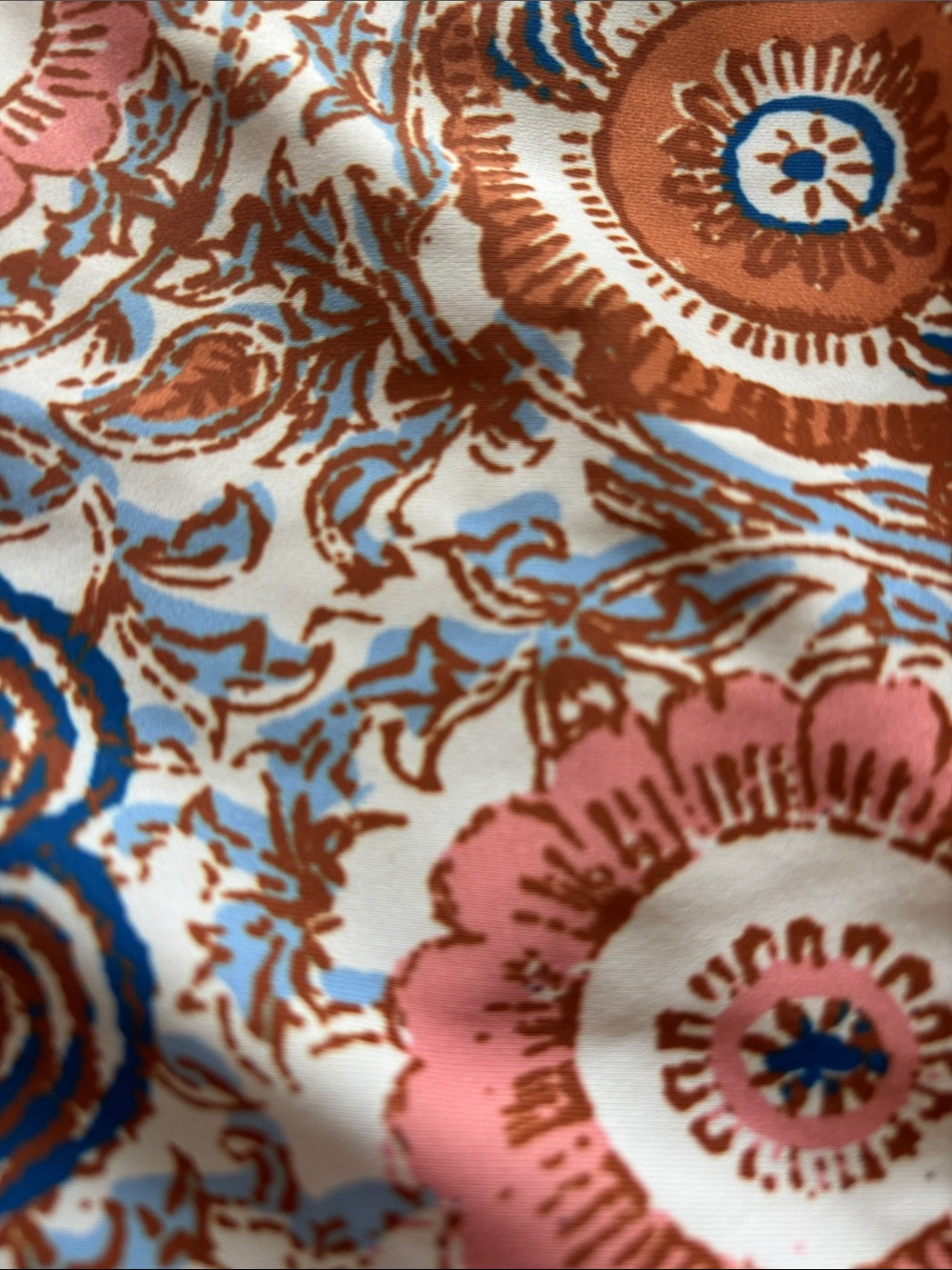 Pink Chicken Floral Ruffle One-Piece Swimsuit in Pink, Brown & Blue - Picture 4 of 4